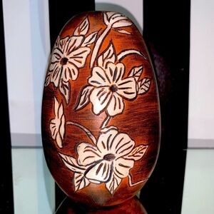 Made in 1969 Handmade Vintage Pottery Vase Glazed Brown Floral